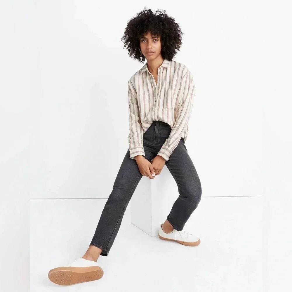 Madewell Flannel Sunday Shirt in Claxton Stripe size M